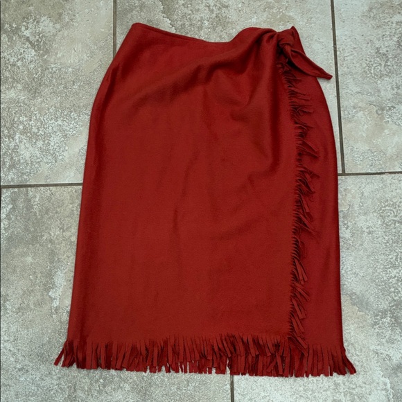 Doncaster Dresses & Skirts - Doncaster Red Fringe Semi-wrap Midi Skirt